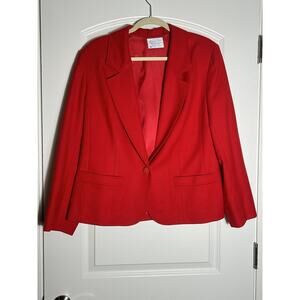 Pendleton Blazer Jacket Red Virgin Wool Womens Sz 16 W